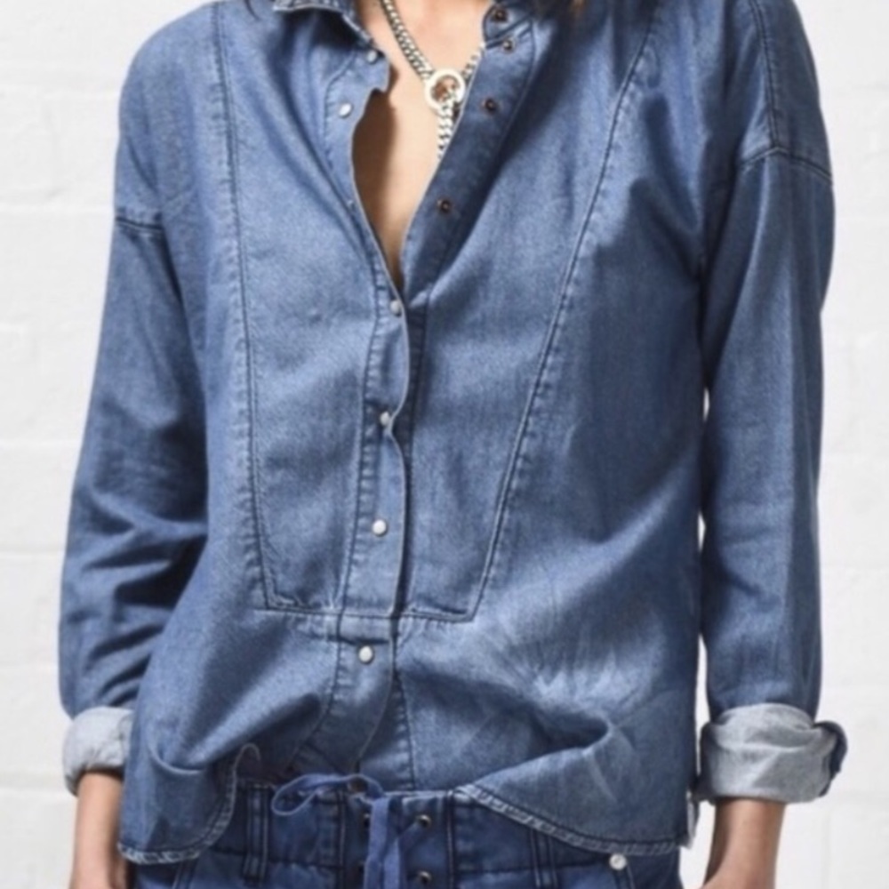 One Teaspoon Imperial Chambray Button Down Short